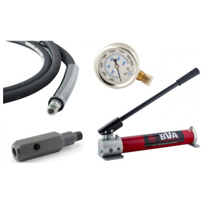 BVA Hand Pump, Pressure Gauge & Hydraulic Hose Combo Kit, 10,000 psi (700 bar)