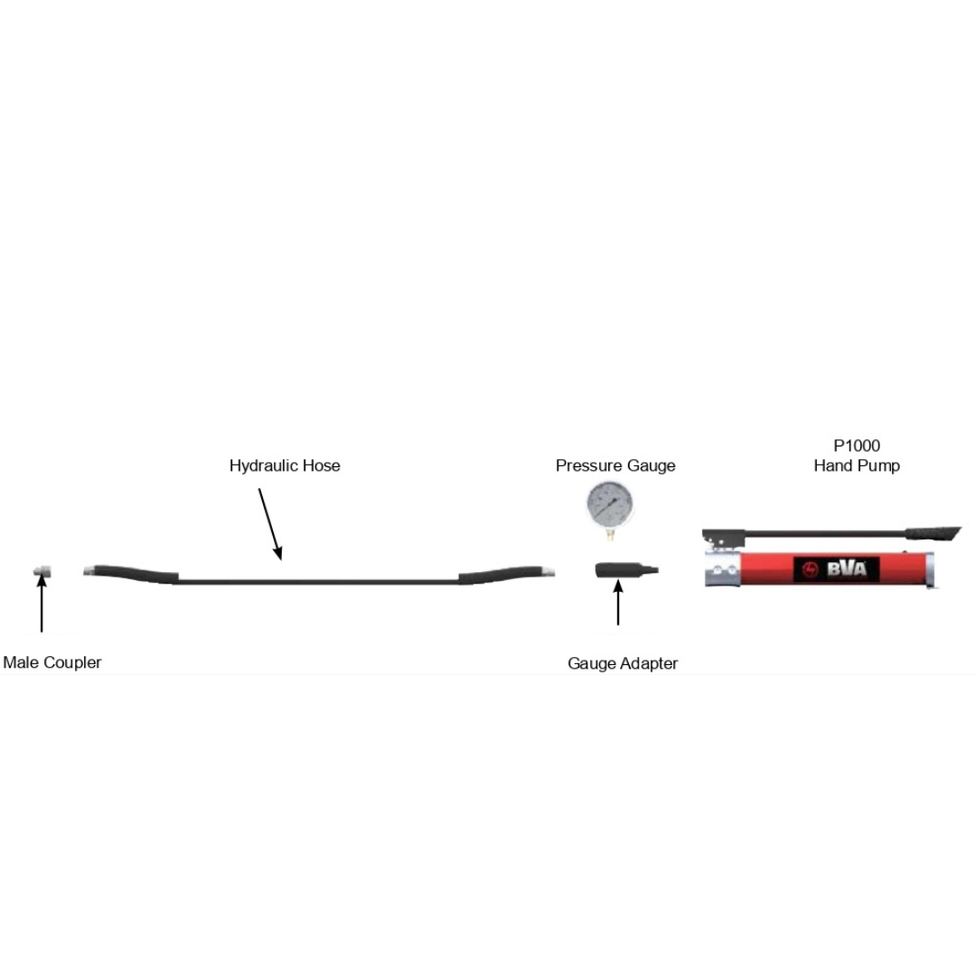 BVA Hydraulics Hand Pump P1000, Pressure Gauge & Hydraulic Hose Combo Kit 10,000 psi - Image 2